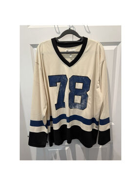No Boundaries Ice Hockey Jersey #78 Long Sleeve White Polyester Men's L